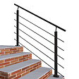AICA SANITAIRE - Garde-corps - Aluminium Noir - 150cm - Avec 5 traverses et 1 main courante - Intérieur et extérieur - Rampe d'escalier pose à plat - vignette