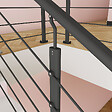 AICA SANITAIRE - Garde-corps - Aluminium Noir - 150cm - Avec 5 traverses et 1 main courante - Intérieur et extérieur - Rampe d'escalier pose à plat - vignette