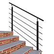 AICA SANITAIRE - Garde-corps - Aluminium Noir - 150cm - Avec 5 traverses et 1 main courante - Intérieur et extérieur - Rampe d'escalier pose latérale - vignette
