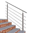 AICA SANITAIRE - Garde-corps - Intérieur et extérieur - Aluminium argenté - Avec 5 traverses et 1 main courante - 150cm - Rampe d'escalier pose latérale - vignette