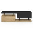 ID MARKET - Meuble TV 140 cm ANGULO 2 portes effet bois et noir - vignette