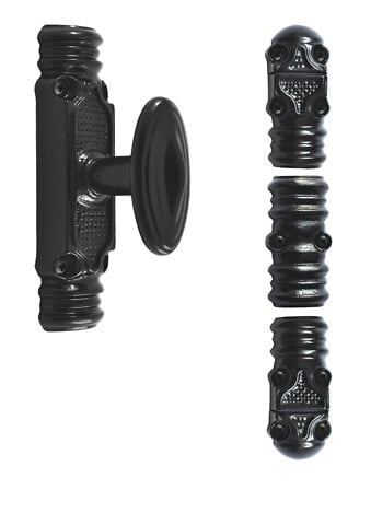 ROLLINGER - Crémone rustique fonctionnelle ROLLINGER + sachet d'accessoires pour tringle 16x8 - Noir - CRF168BT6EN - large