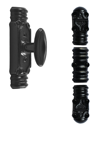 ROLLINGER - Fausse crémone ROLLINGER rustique noire - Bouton n°6 - Pour tringle 16 x 8 - CRD168BT6BV - large