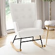 ID MARKET - Fauteuil scandinave IVAR en tissu à bascule bouclette blanc - vignette