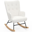 ID MARKET - Fauteuil scandinave IVAR en tissu à bascule bouclette blanc - vignette