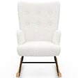 ID MARKET - Fauteuil scandinave IVAR en tissu à bascule bouclette blanc - vignette