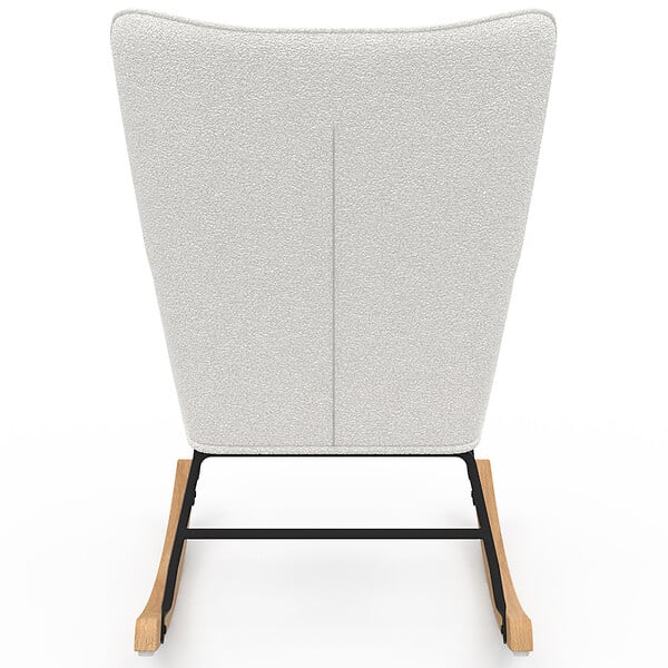 ID MARKET - Fauteuil scandinave IVAR en tissu à bascule bouclette blanc - large