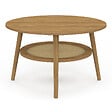 ID MARKET - Table basse ronde HANAE 70 cm bois façon hêtre et plateau effet naturel cannage - vignette