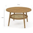 ID MARKET - Table basse ronde HANAE 70 cm bois façon hêtre et plateau effet naturel cannage - vignette