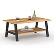 ID MARKET - Table basse rectangulaire MADELEINE 100 cm double plateau bois et noir - vignette