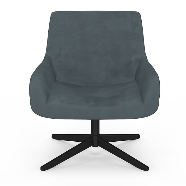 ID MARKET - Fauteuil pivotant ALBUS en velours gris pieds noirs - large
