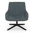ID MARKET - Fauteuil pivotant ALBUS en velours gris pieds noirs - vignette