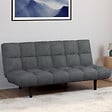 ID MARKET - Canapé clic clac 3 places capitonné SALOME en tissu gris anthracite - vignette