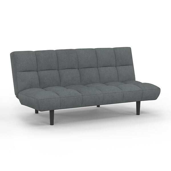 ID MARKET - Canapé clic clac 3 places capitonné SALOME en tissu gris anthracite - large