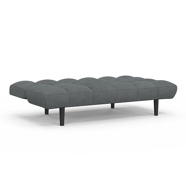 ID MARKET - Canapé clic clac 3 places capitonné SALOME en tissu gris anthracite - large