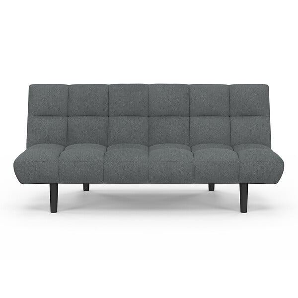 ID MARKET - Canapé clic clac 3 places capitonné SALOME en tissu gris anthracite - large