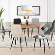 ID MARKET - Lot de 6 chaises MILA en velours gris foncé, gris clair, beige, noir et patchworks noir, gris et blanc x2 pour salle à manger - vignette