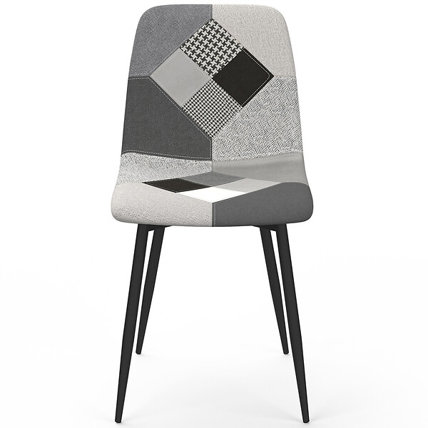 ID MARKET - Lot de 6 chaises MILA en velours gris foncé, gris clair, beige, noir et patchworks noir, gris et blanc x2 pour salle à manger - large