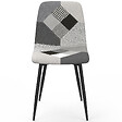 ID MARKET - Lot de 6 chaises MILA en velours gris foncé, gris clair, beige, noir et patchworks noir, gris et blanc x2 pour salle à manger - vignette