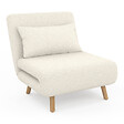 ID MARKET - Fauteuil convertible ROMEO lit d'appoint 1 place 80x190 cm bouclette blanc - vignette