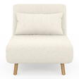 ID MARKET - Fauteuil convertible ROMEO lit d'appoint 1 place 80x190 cm bouclette blanc - vignette