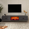 CONCEPT USINE - Meuble TV avec cheminée LED 150cm gris anthracite et noir FYRA - vignette