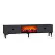 CONCEPT USINE - Meuble TV avec cheminée LED 150cm gris anthracite et noir FYRA - vignette
