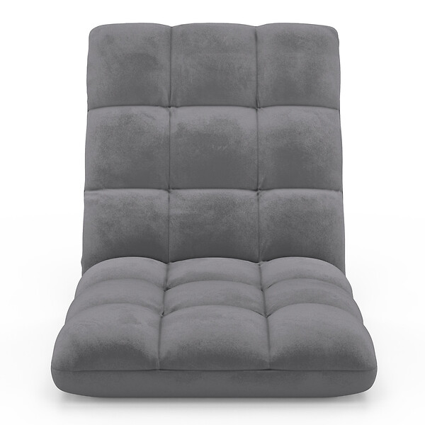 ID MARKET - Chaise de sol pliante GARANCE 5 positions en velours gris anthracite - large