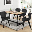 ID MARKET - Lot de 4 chaises ROBINE en velours noir pieds noirs - vignette