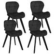 ID MARKET - Lot de 4 chaises ROBINE en velours noir pieds noirs - vignette