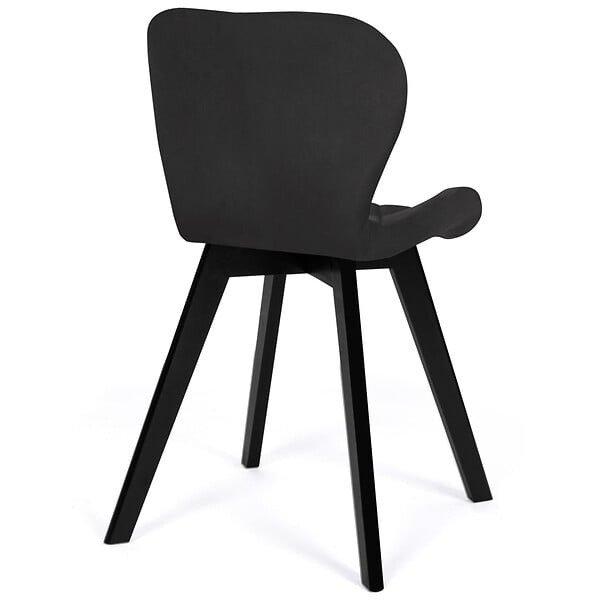 ID MARKET - Lot de 4 chaises ROBINE en velours noir pieds noirs - large