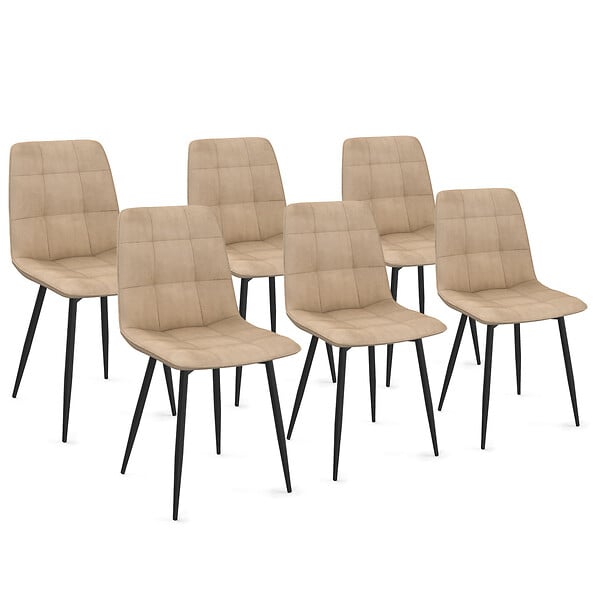 ID MARKET - Lot de 6 chaises MILA en velours taupe pour salle à manger - large