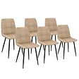 ID MARKET - Lot de 6 chaises MILA en velours taupe pour salle à manger - vignette