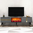 CONCEPT USINE - Meuble TV avec cheminée LED 150cm gris anthracite SUNY - vignette