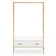 ID MARKET - Portant enfant tipi LEON 130 cm avec 1 porte blanc et bois - vignette