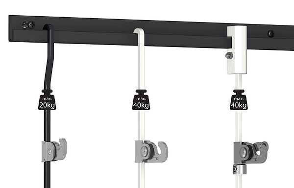 ARTITEQ - Tige aluminium Noire coudée 4 mm - Accessoire Cimaise Tableau 200 cm , Pack de 5 , Noir - large