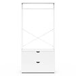 ID MARKET - Dressing penderie 2 tiroirs L. 80 cm BROOKLYN bois blanc et métal blanc - vignette