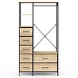 ID MARKET - Dressing penderie + colonne L. 90 cm UTAH avec 1 étagère et 7 bacs en tissu bois et noir - vignette