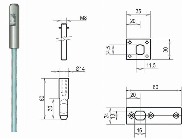 METALUX - Tringles TEG complet 837 METALUX pour serrures 2 et 3 points - F15837SG00 - large