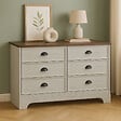 CONCEPT USINE - Commode 6 tiroirs blanc et bois 120cm VALLA - vignette