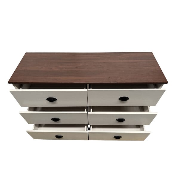 CONCEPT USINE - Commode 6 tiroirs blanc et bois 120cm VALLA - large