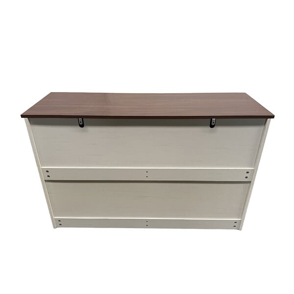 CONCEPT USINE - Commode 6 tiroirs blanc et bois 120cm VALLA - large