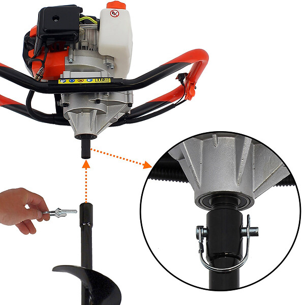 GT GARDEN - Tarière thermique 52 cm3, 3 CV + mèche 60 mm - large