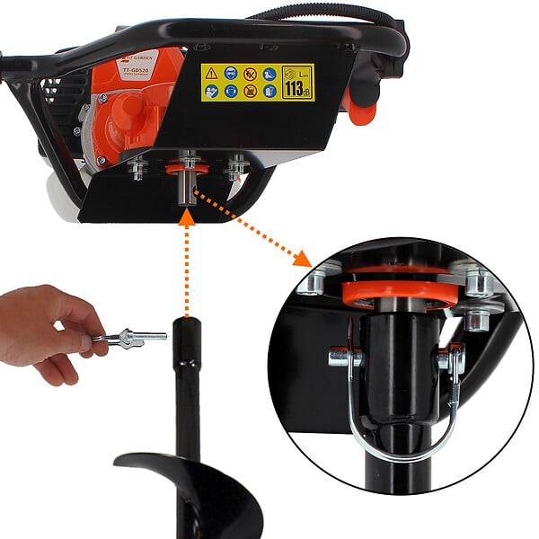GT GARDEN - Tarière thermique 52 cm3 - 3 CV + mèche 60 mm - large
