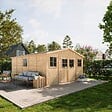 TIMBELA - TIMBELA M333+M333G Abri de jardin en bois H246x418x522 cm/20 m² - AVEC LES PLANCHERS IMPRÉGNÉ - vignette