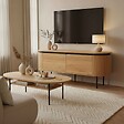 OVIALA - Meuble TV rectangulaire 2 portes L120 cm effet bois clair - Hemera - vignette