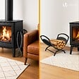 VOUNOT - Range Buche Support a bois 40.5x32x33cm en Metal noir - vignette