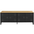 ID MARKET - Buffet bas 140 cm ESTER 4 portes métal noir et plateau bois design industriel - vignette