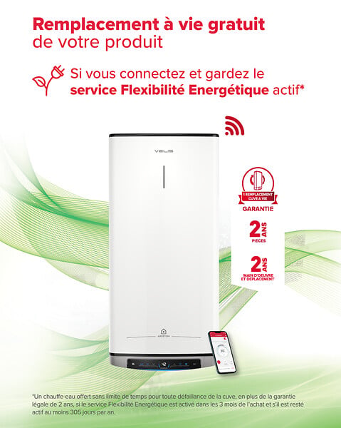 ARISTON - Chauffe-eau plat Velis Dune Evo Dry Wifi 80L + Kit installation Ariston - large