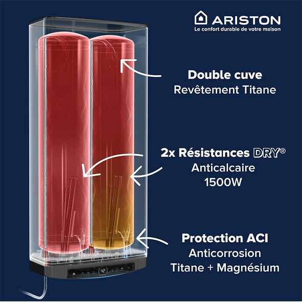 ARISTON - Chauffe-eau plat Velis Dune Evo Dry Wifi 80L + Kit installation Ariston - large